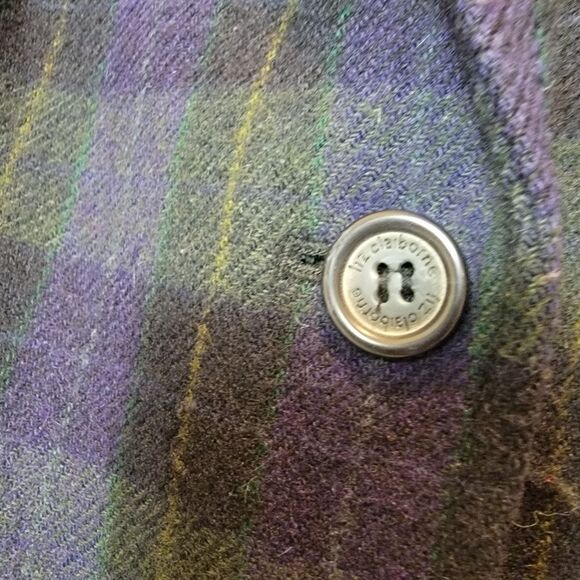 Liz Claiborne Vintage Green Tartan Plaid Dark Academia Blazer Size Small - Picture 5 of 10